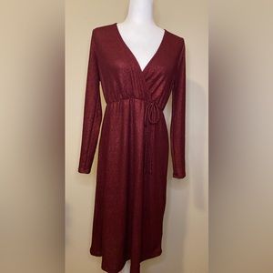 Boutique red shimmer midi dress